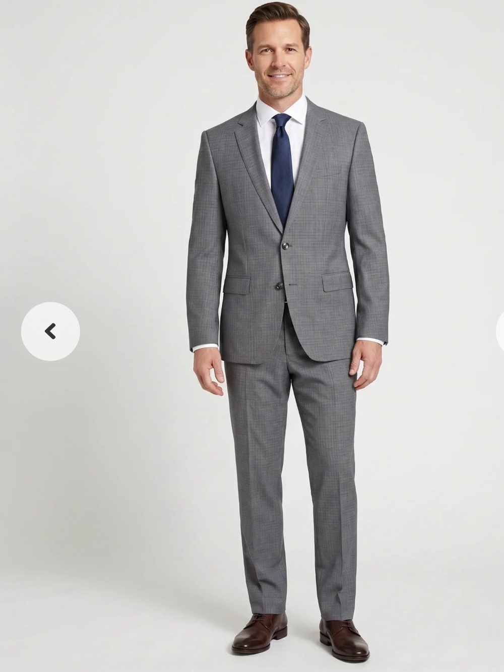 Boss Gray Two-Piece Suit with Navy Tie